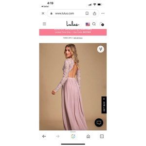 Lulus Dusty Lavender Long Sleeve Lace Maxi Dress medium